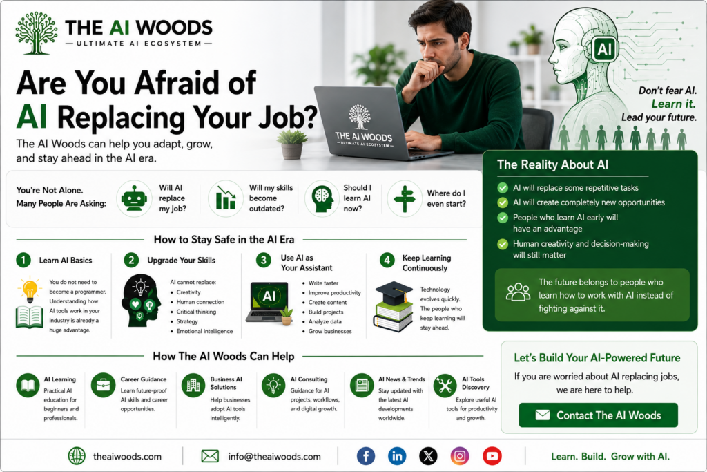 AI job replacement awareness infographic by The AI Woods